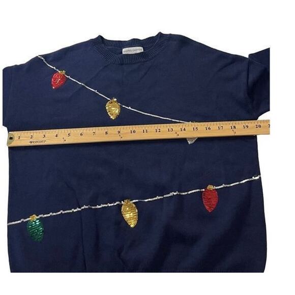 Harper Canyon Girls Navy Peacoat String Lights Sequin Sweater Size X Large 14/16 - Picture 3 of 11